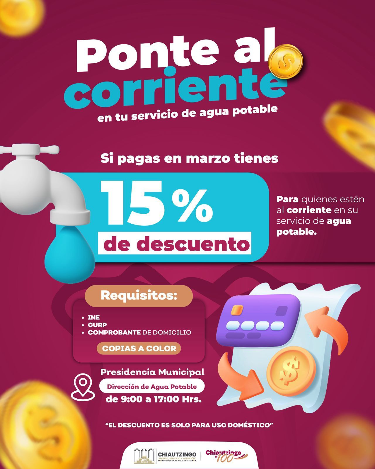 Ponte al corriente en tu Servicio de Agua Potable 💧