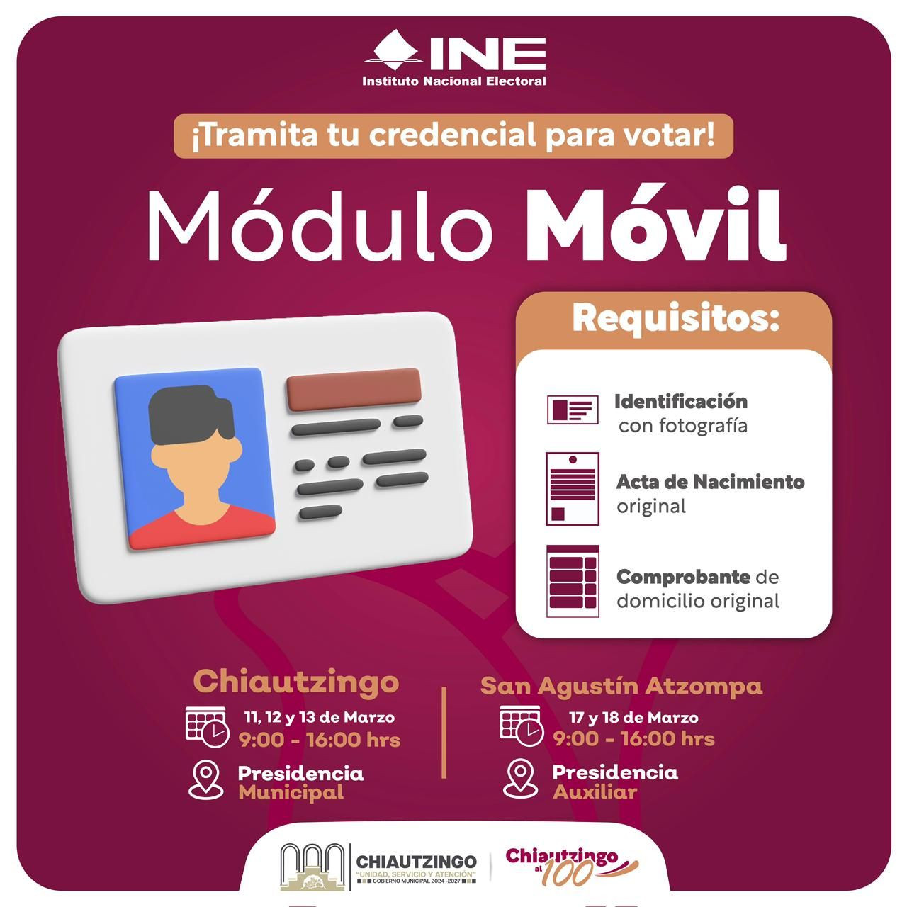 Módulo del Instituto Nacional Electoral (INE), en San Lorenzo Chiautzingo y San Agustín Atzompa