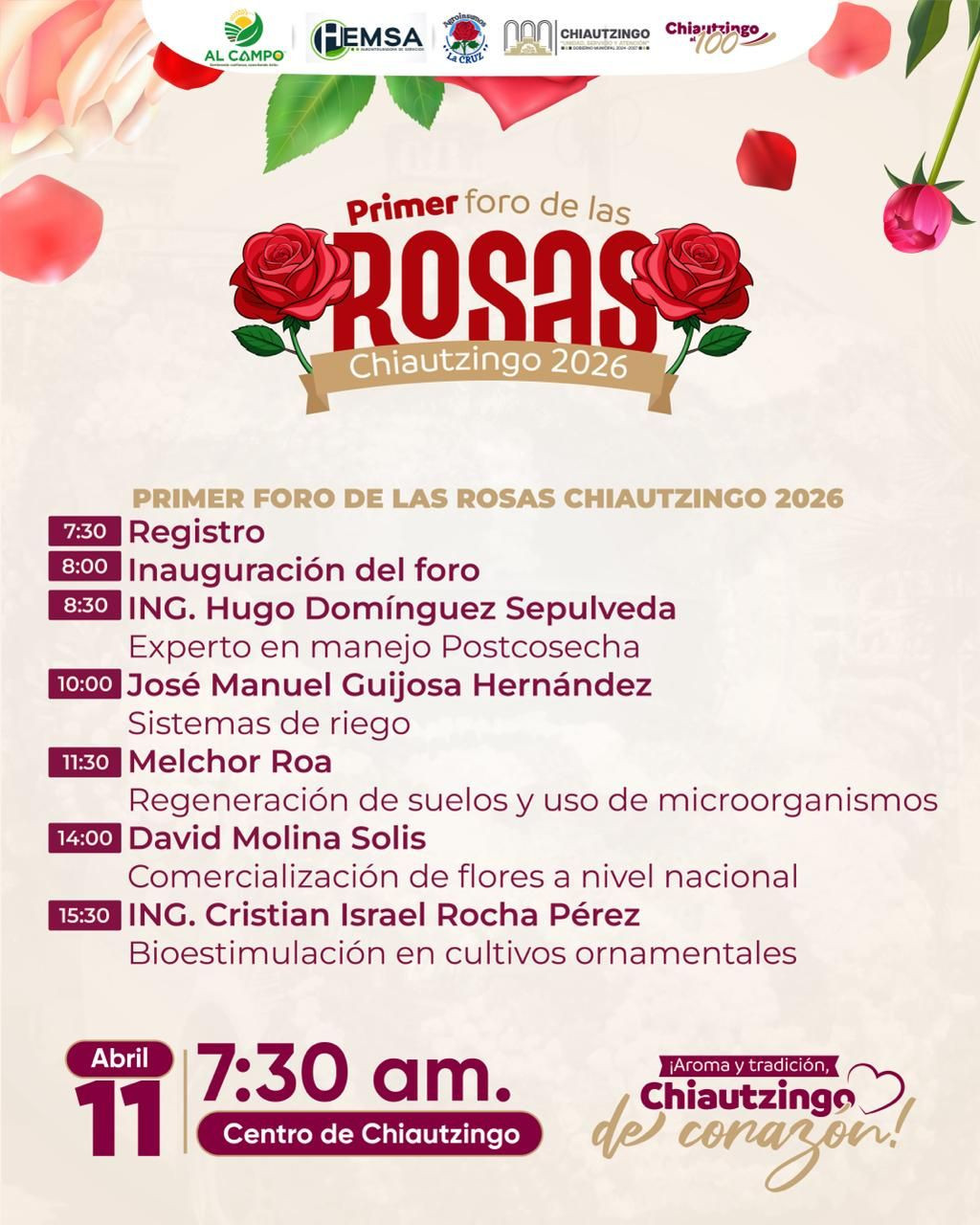 Primer Foro de las Rosas Chiautzingo 2026 - 2do. Festival Regional de las Flores 2026