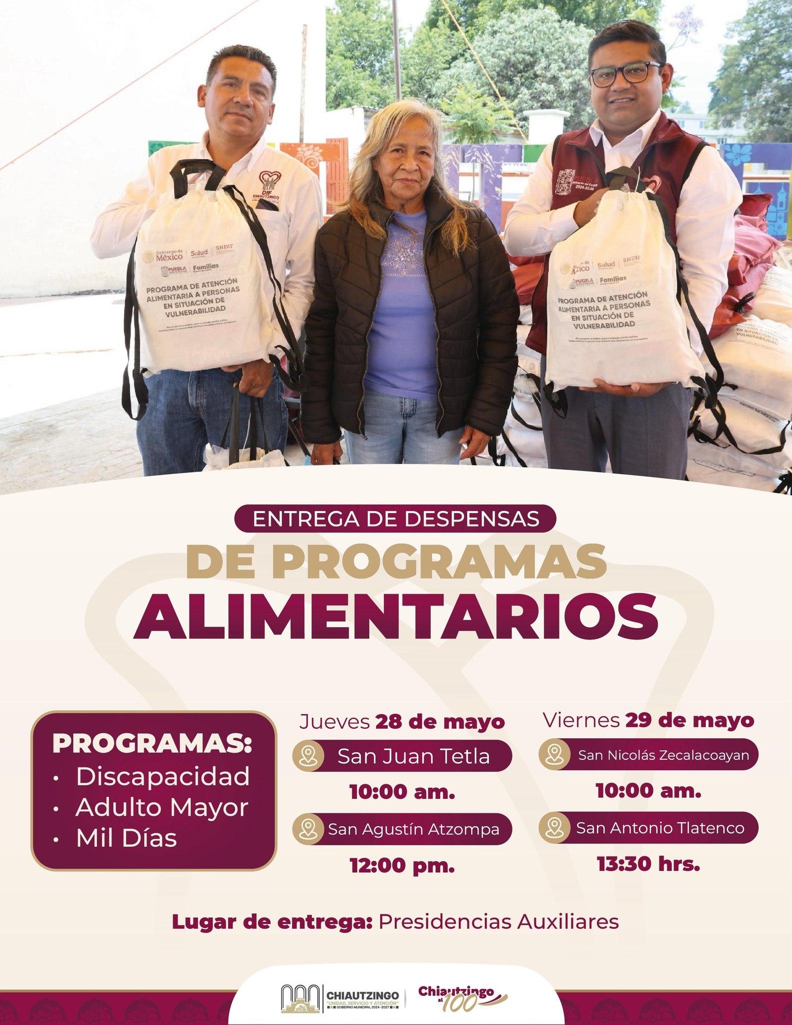 Entrega de despensas de programas alimentarios - Juntas Auxiliares