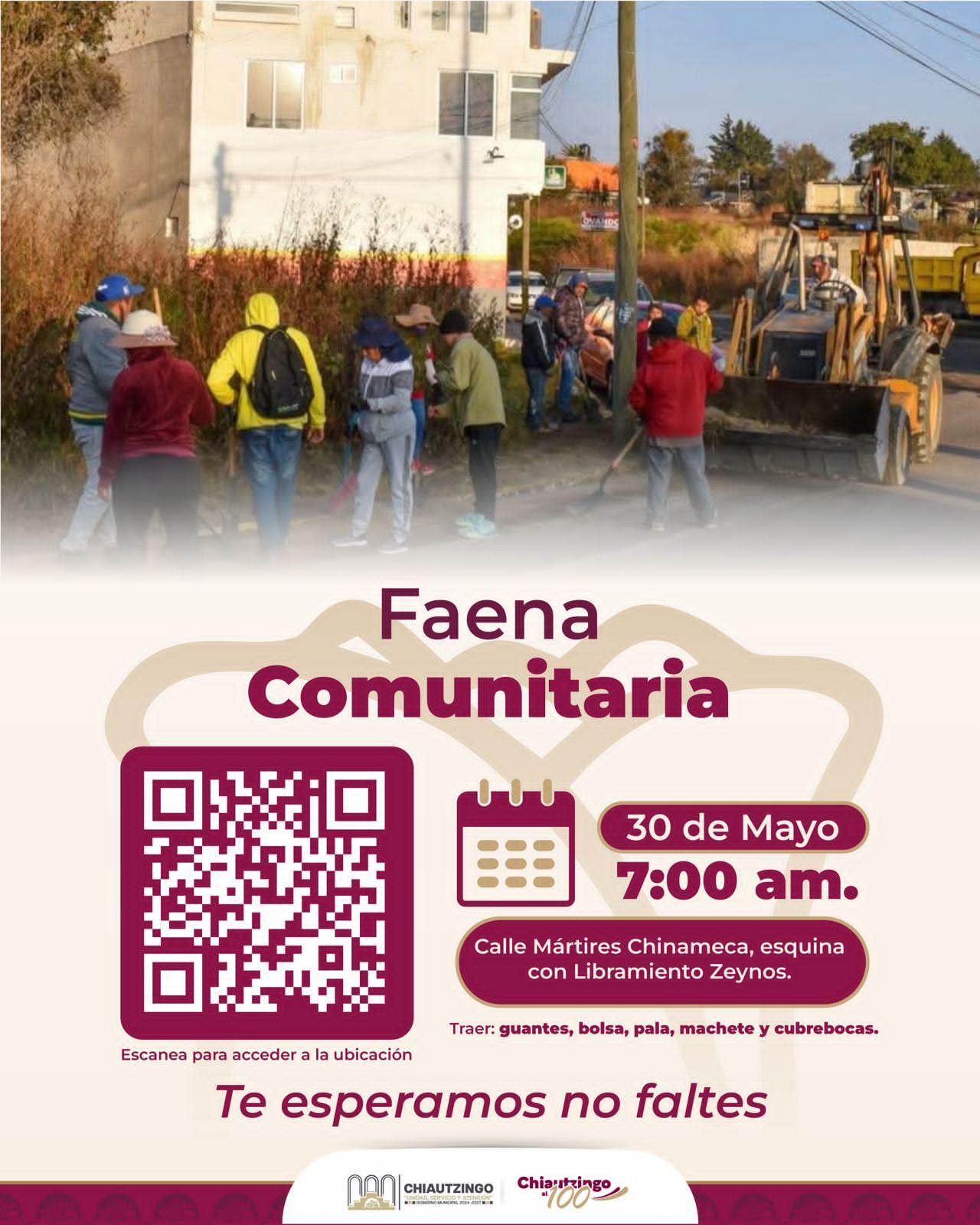 Faena Comunitaria en Libramiento Zeynos, Cabecera Municipal