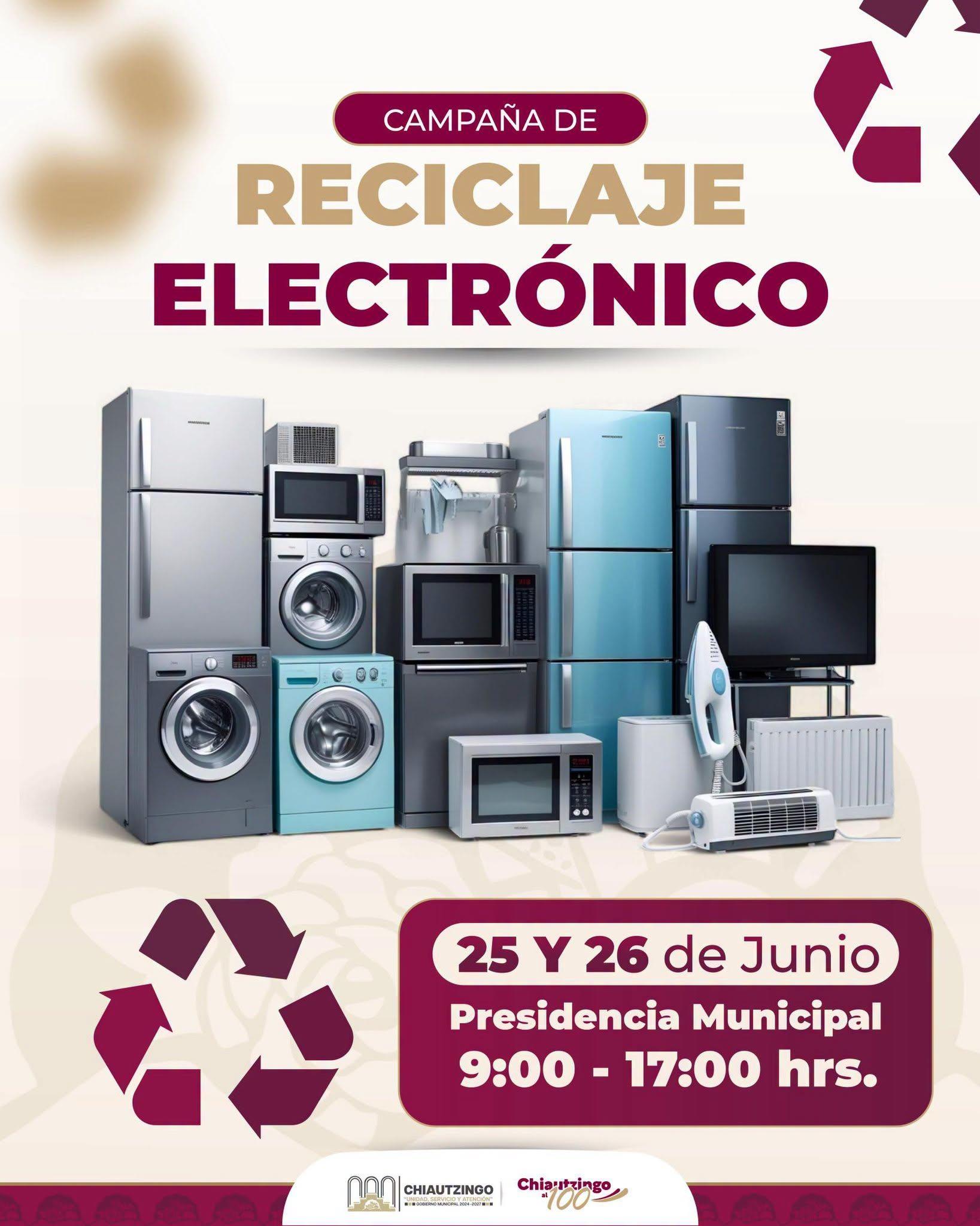 Campaña de Reciclaje Electrónico en San Lorenzo Chiautzingo, 25 y 26 de junio de 2026. ♻️